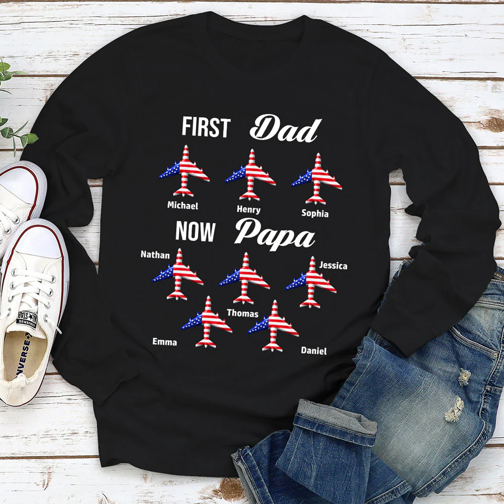 First Dad Now Papa - Personalized Custom Shirt - Image 4