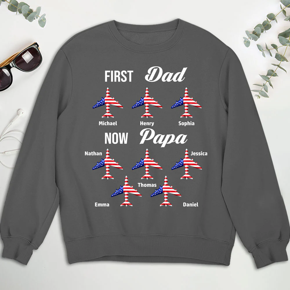 First Dad Now Papa - Personalized Custom Shirt - Image 5