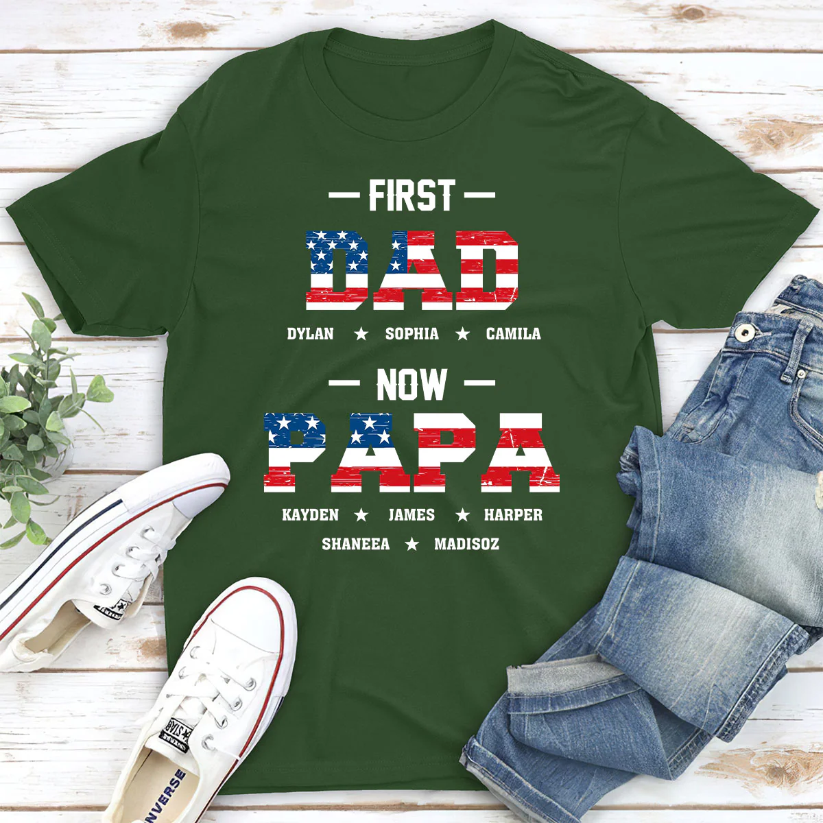 First Dad Now Papa - Personalized Custom Shirt - Image 3