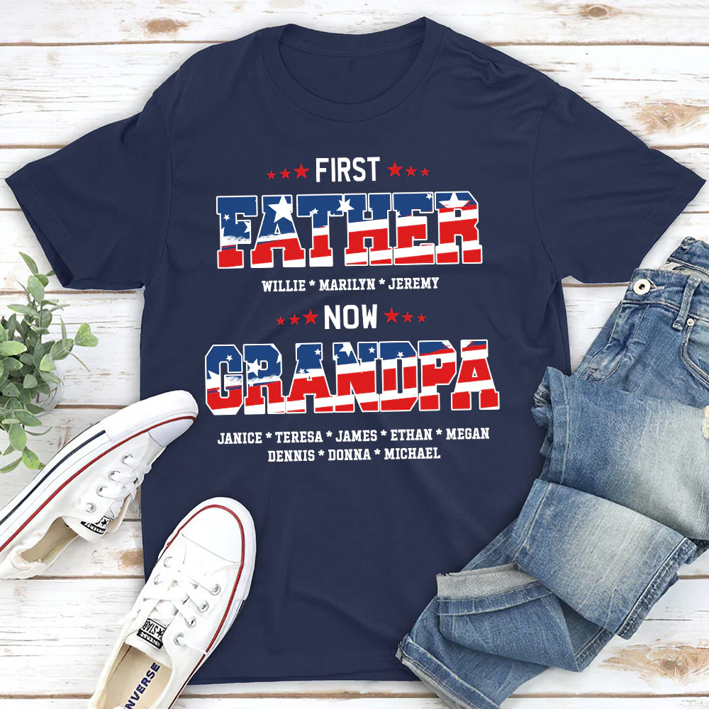 First Dad Now Papa - Personalized Custom Shirt - Image 3