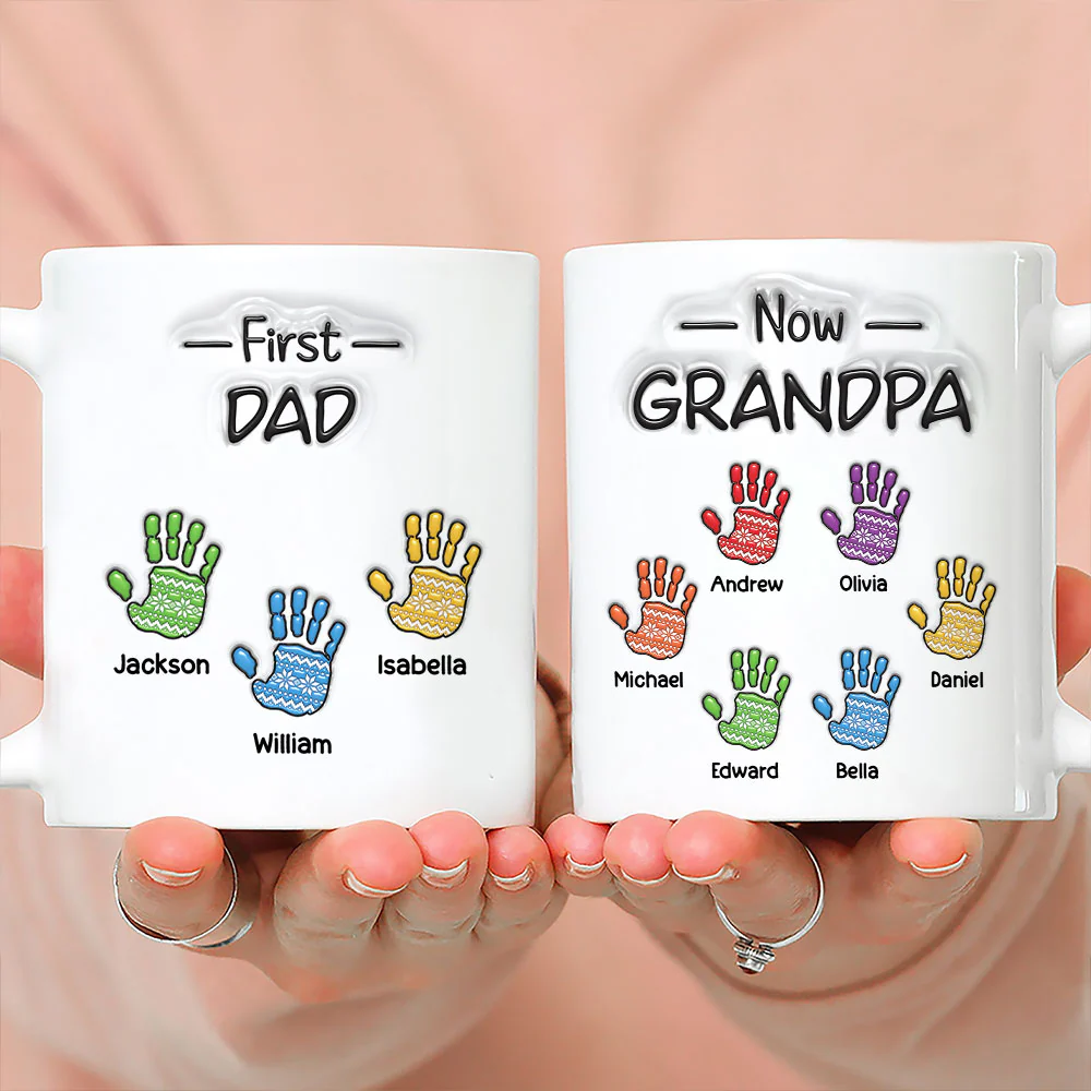 First Dad Now Proud Grandpa - Personalized Custom 3D Inflated Effect Mug - Image 2