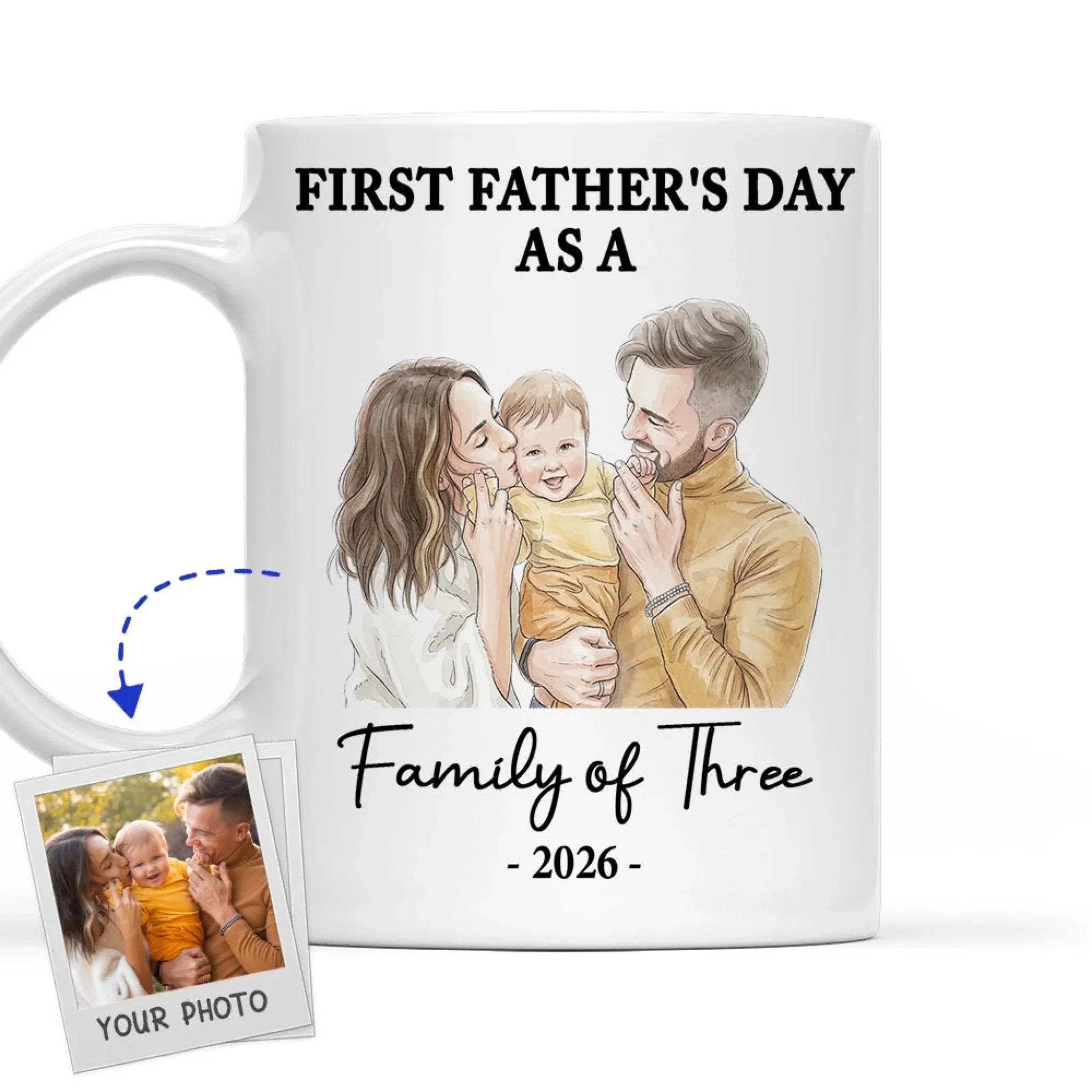 First Father Day Water Color - Personalized Custom Coffee Mug