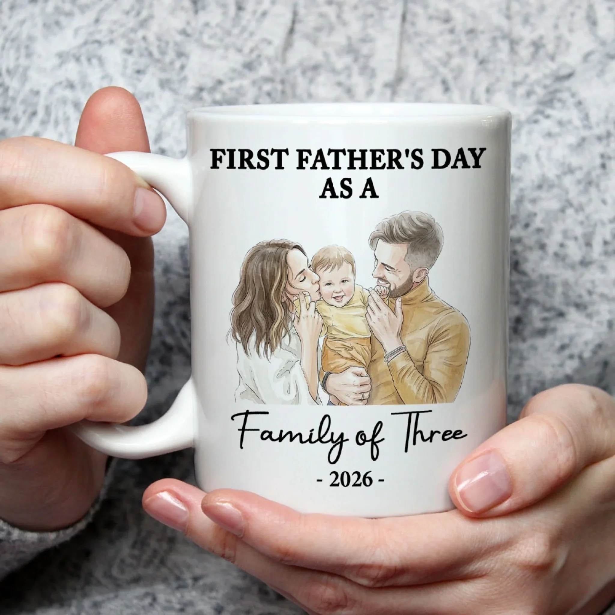 First Father Day Water Color - Personalized Custom Coffee Mug - Image 2