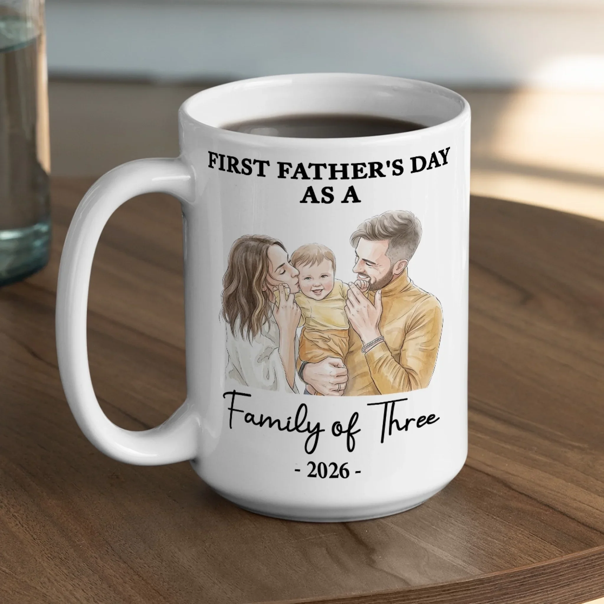 First Father Day Water Color - Personalized Custom Coffee Mug - Image 5