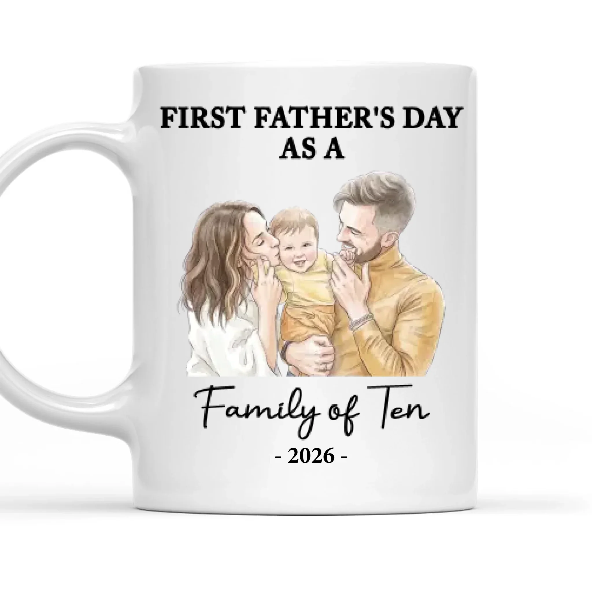 First Father Day Water Color - Personalized Custom Coffee Mug - Image 8