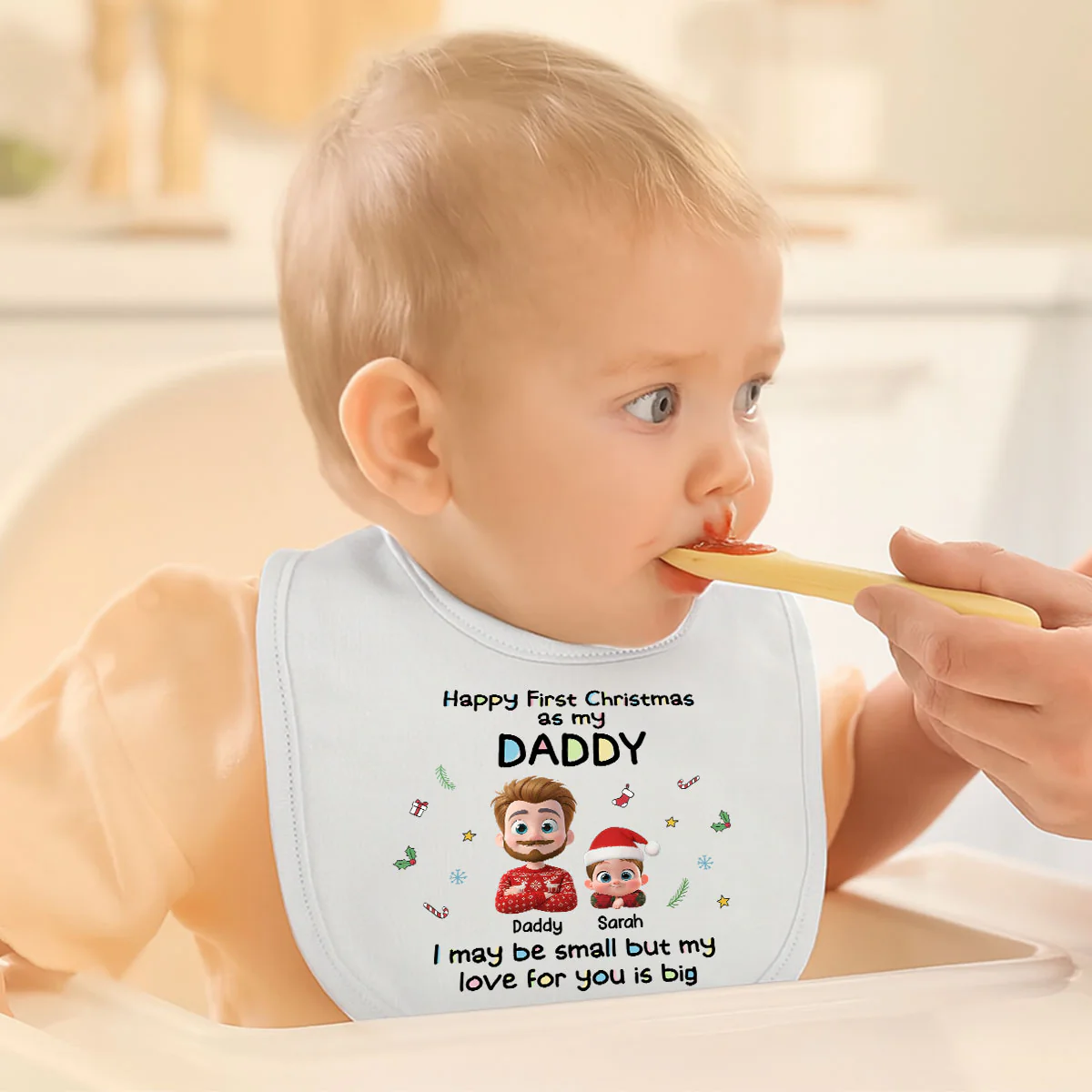 First Christmas Day With Baby - Personalized Custom Baby Bib - Image 2