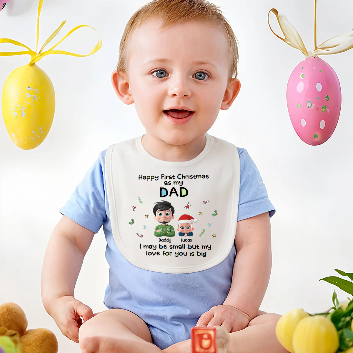 First Christmas Day With Baby - Personalized Custom Baby Bib - Image 4