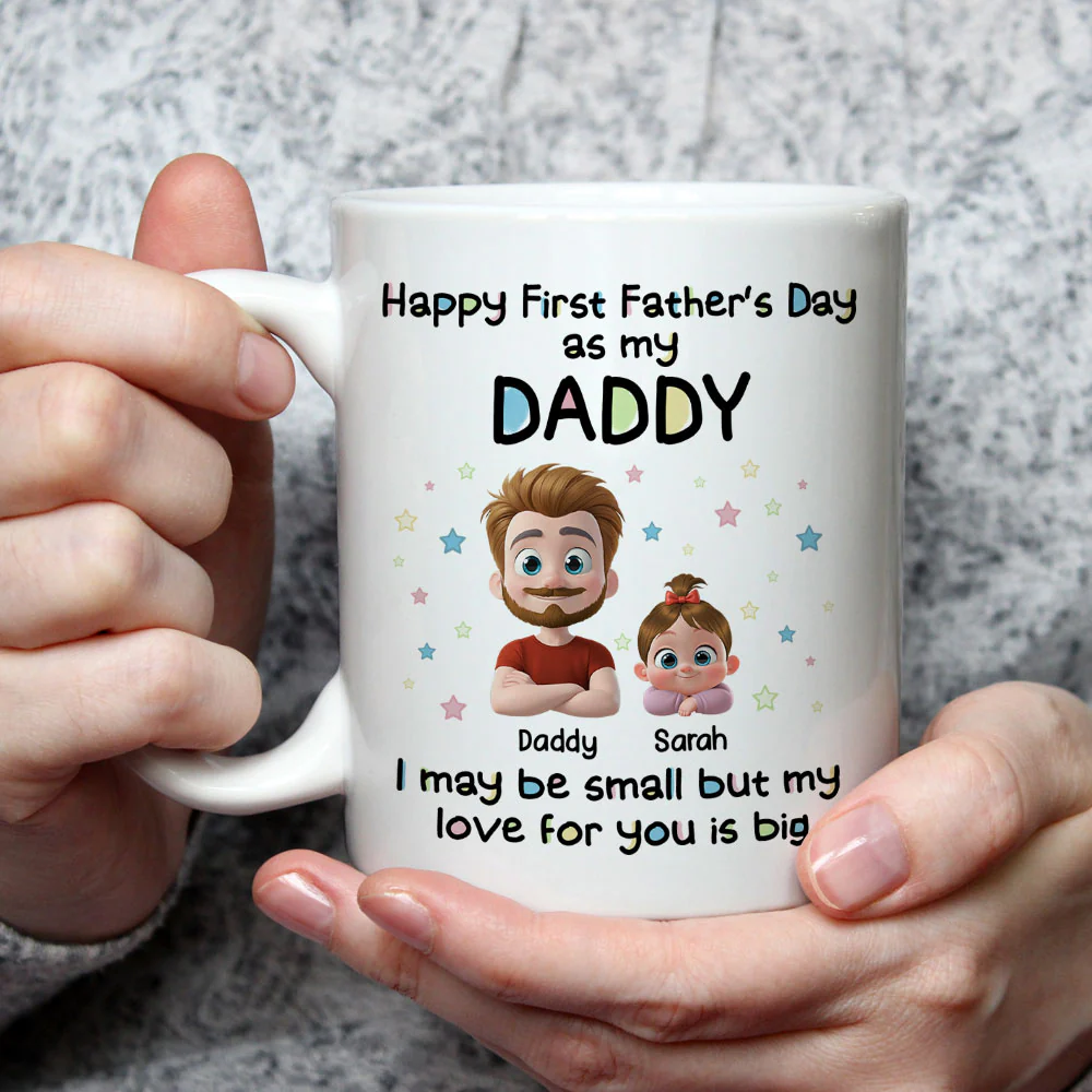 First Father Day With Baby - Personalized Custom Coffee Mug - Image 3