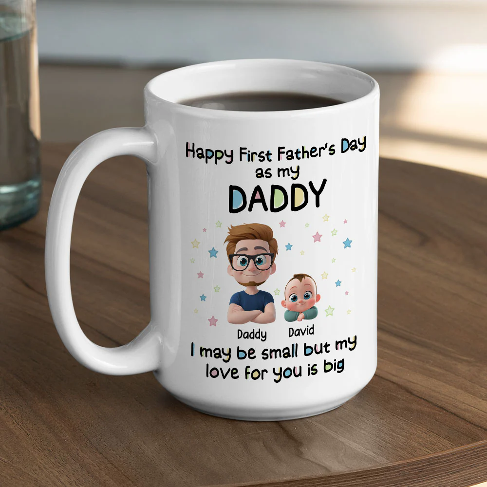 First Father Day With Baby - Personalized Custom Coffee Mug - Image 5