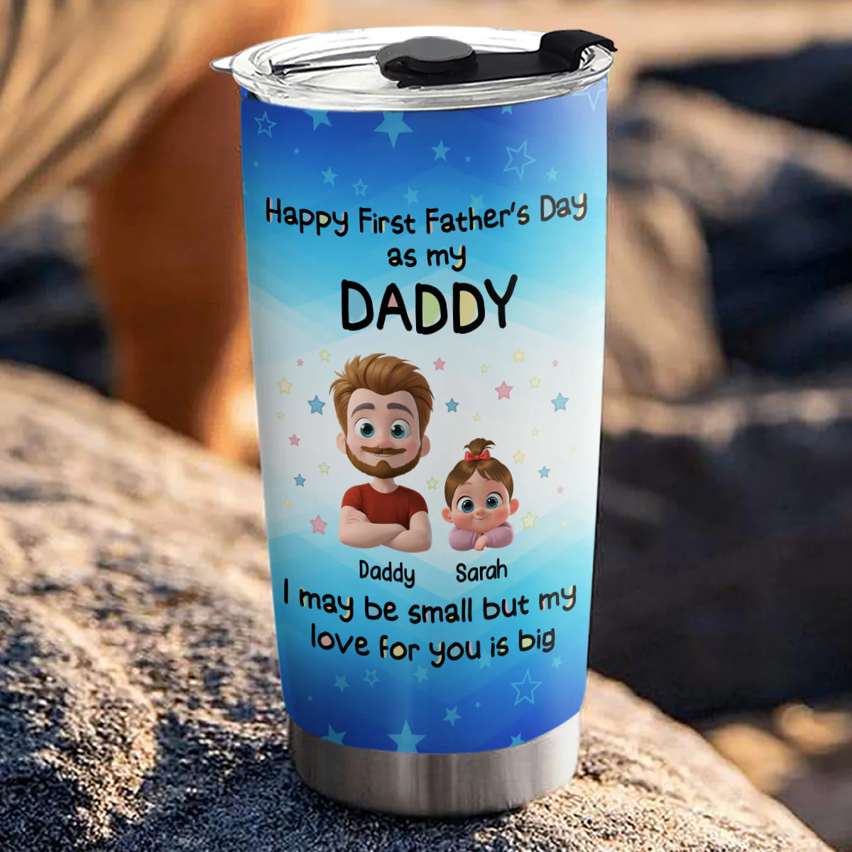 First Father Day With Baby - Personalized Custom Tumbler - Image 3
