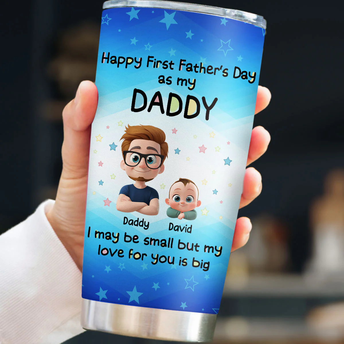 First Father Day With Baby - Personalized Custom Tumbler - Image 5