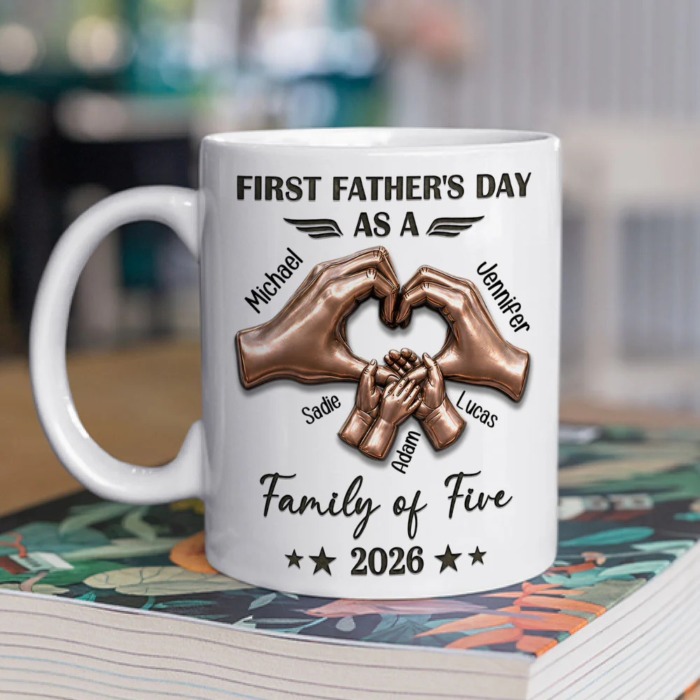 First Father Day With My Family - Personalized Custom 3D Effect Mug - Image 2