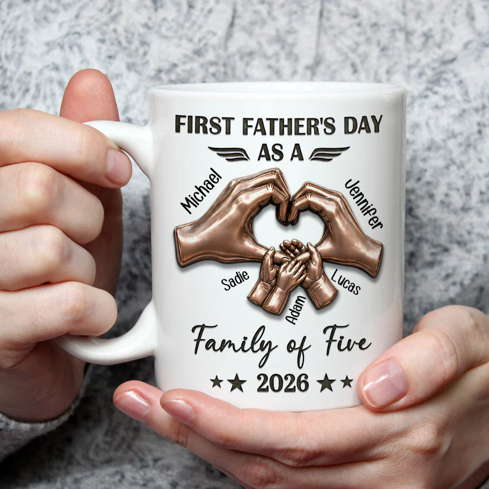 First Father Day With My Family - Personalized Custom 3D Effect Mug - Image 3