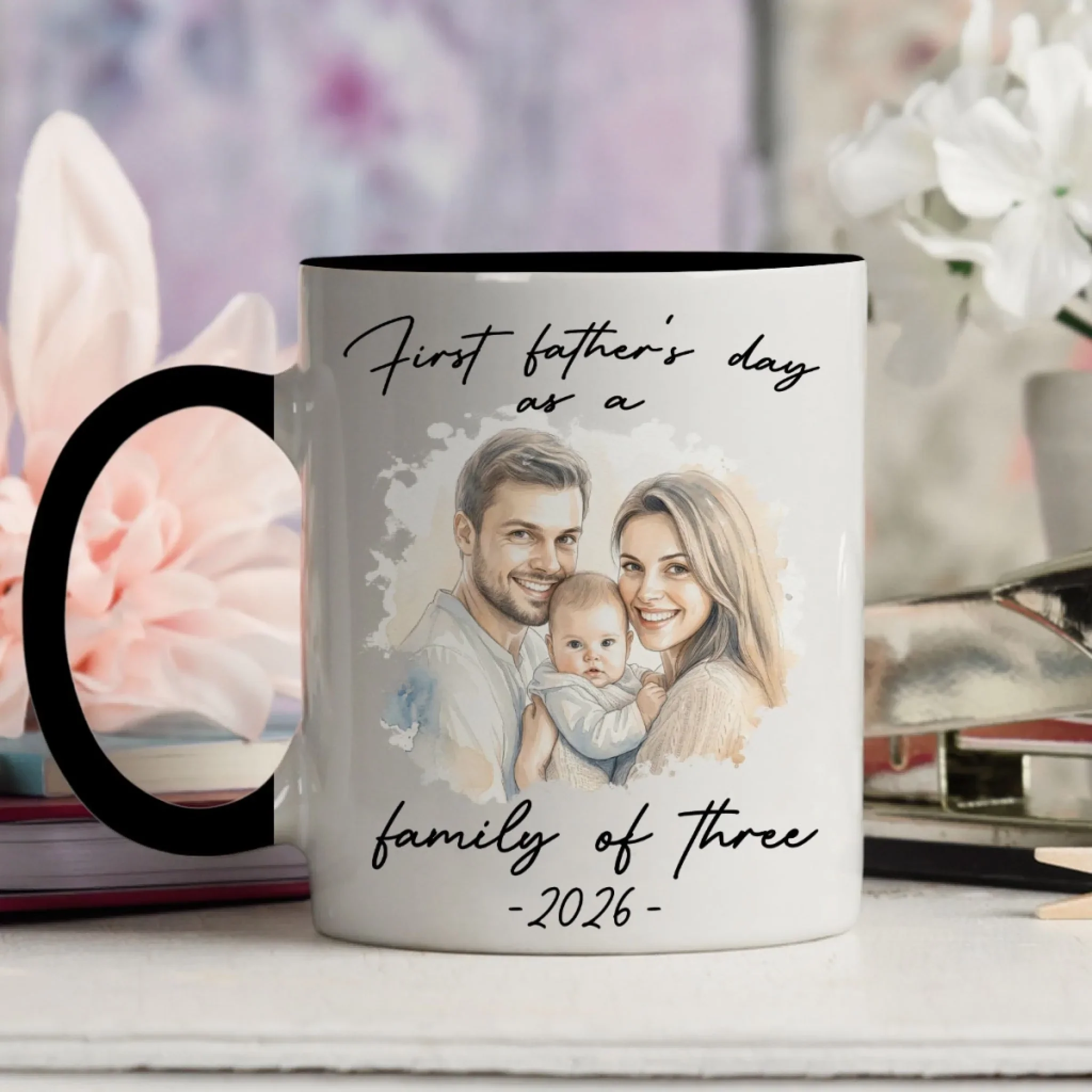 First Fathers Day Color - Personalized Custom Accent Mug