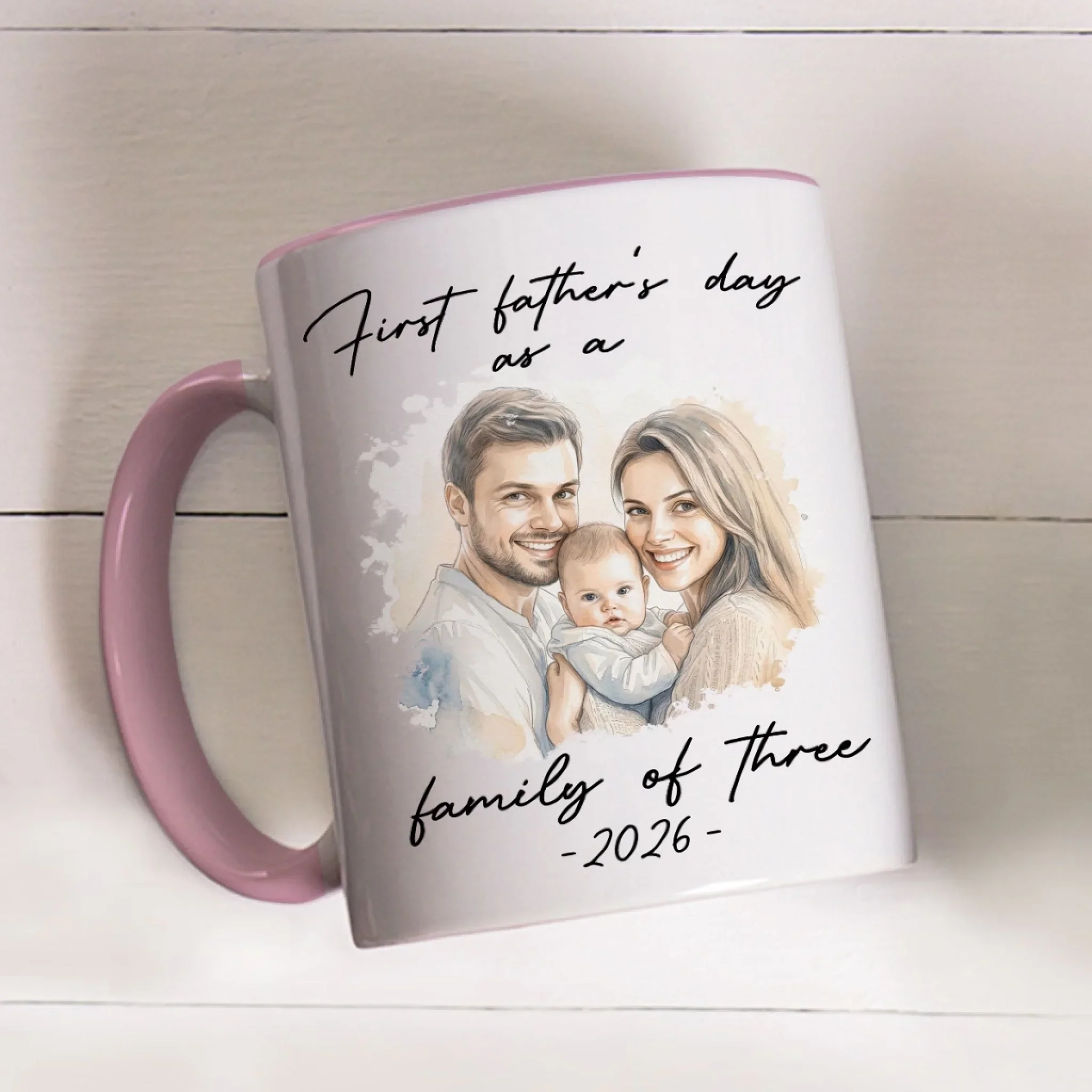 First Fathers Day Color - Personalized Custom Accent Mug - Image 2