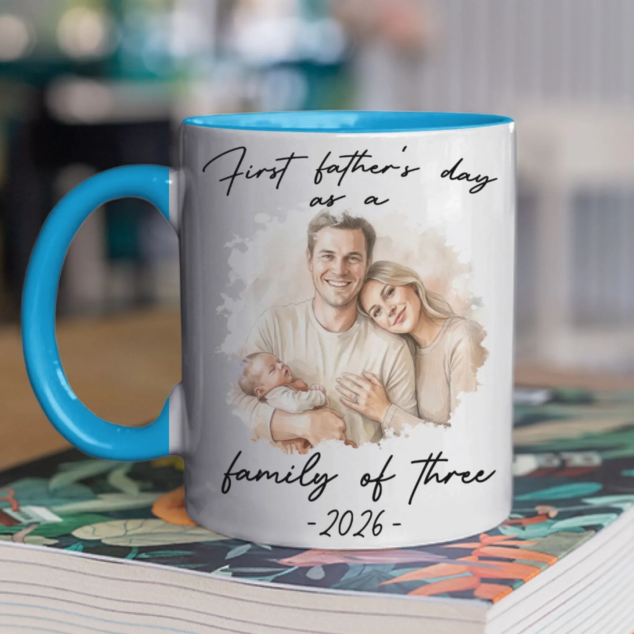 First Fathers Day Color - Personalized Custom Accent Mug - Image 5