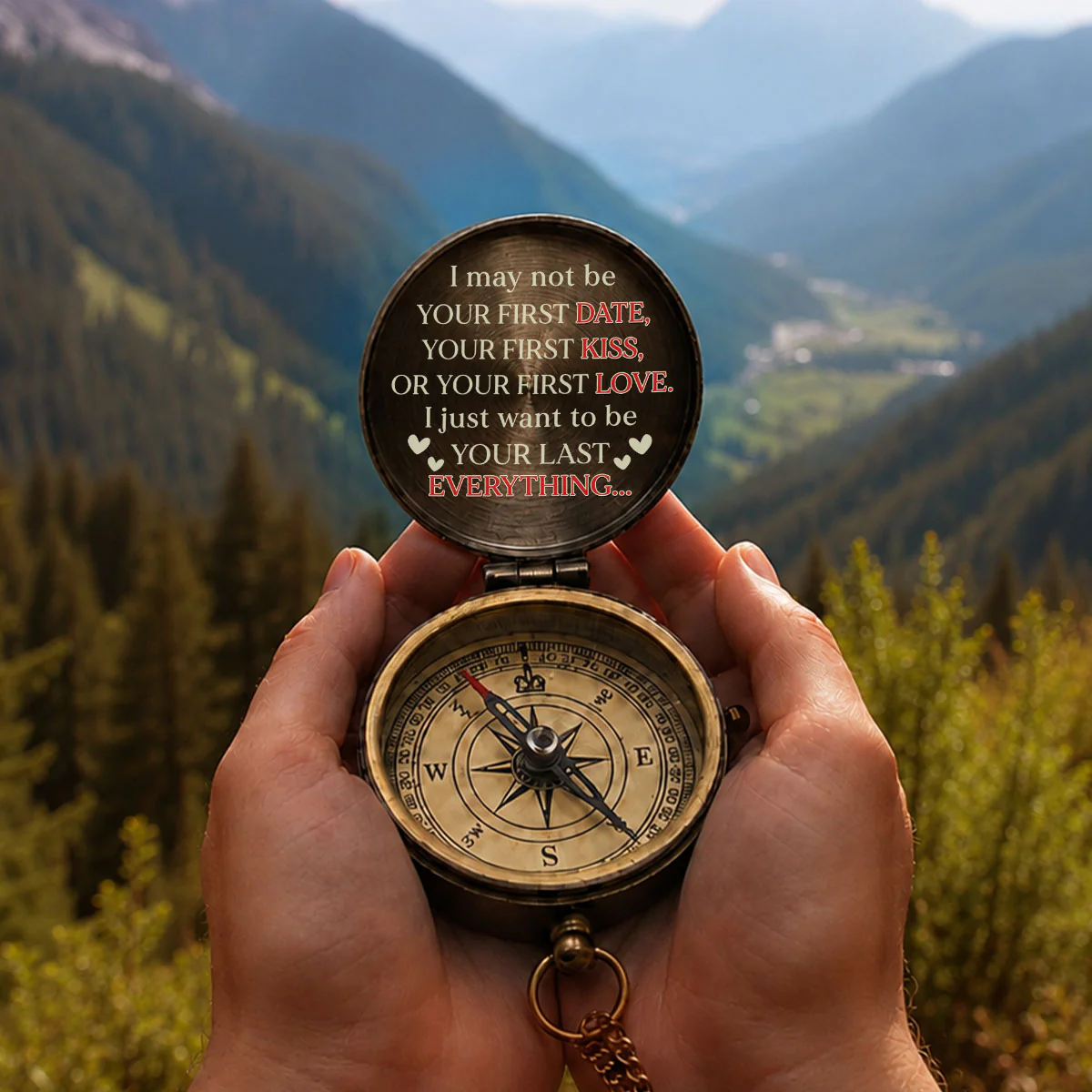 First Kiss First Love - Personalized Custom Pocket Compass - Image 4