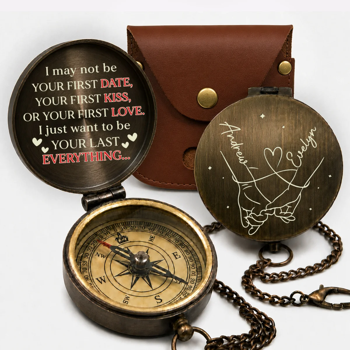 First Kiss First Love - Personalized Custom Pocket Compass - Image 8