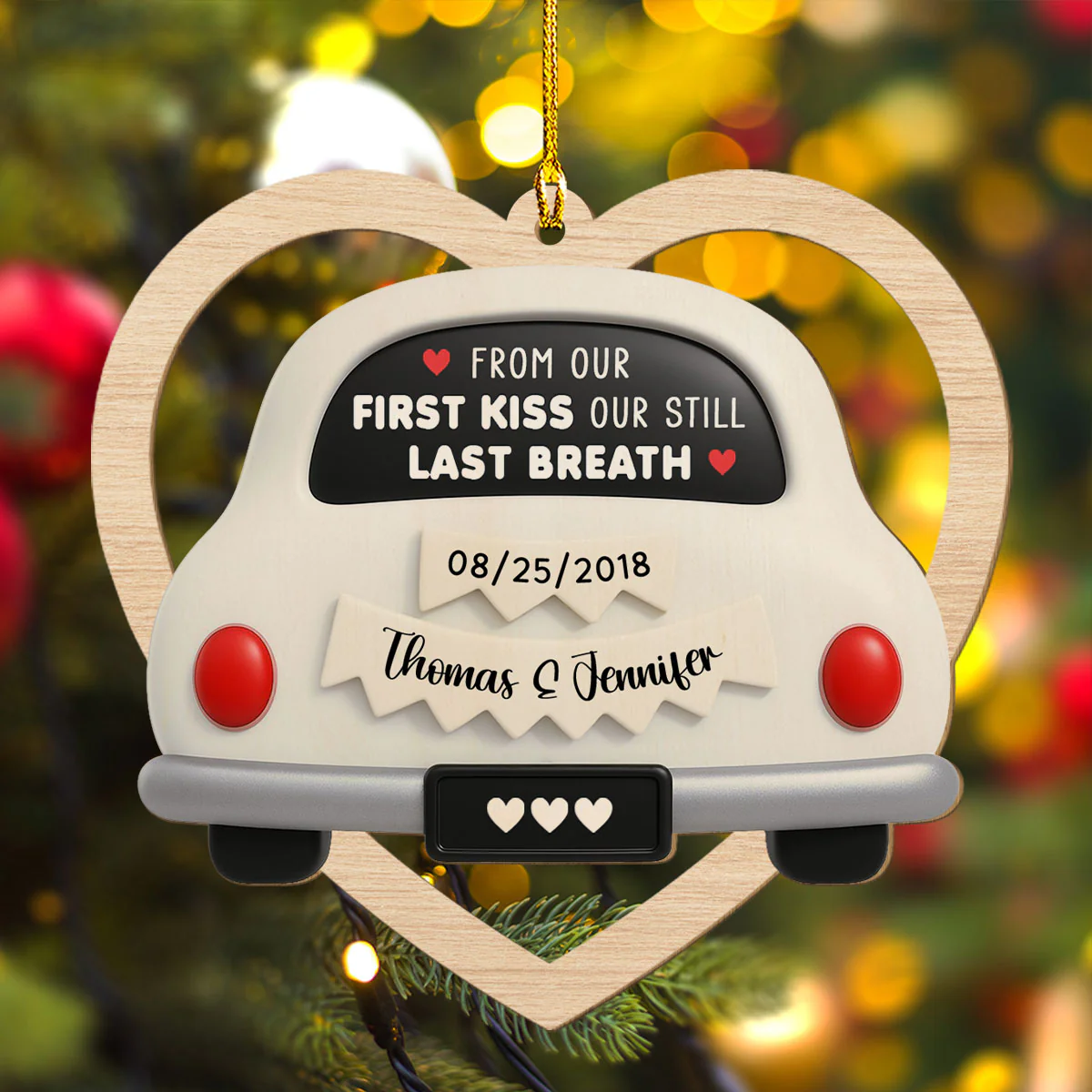 First Kiss To Last Breath - Personalized Custom Wood Ornament - Image 5
