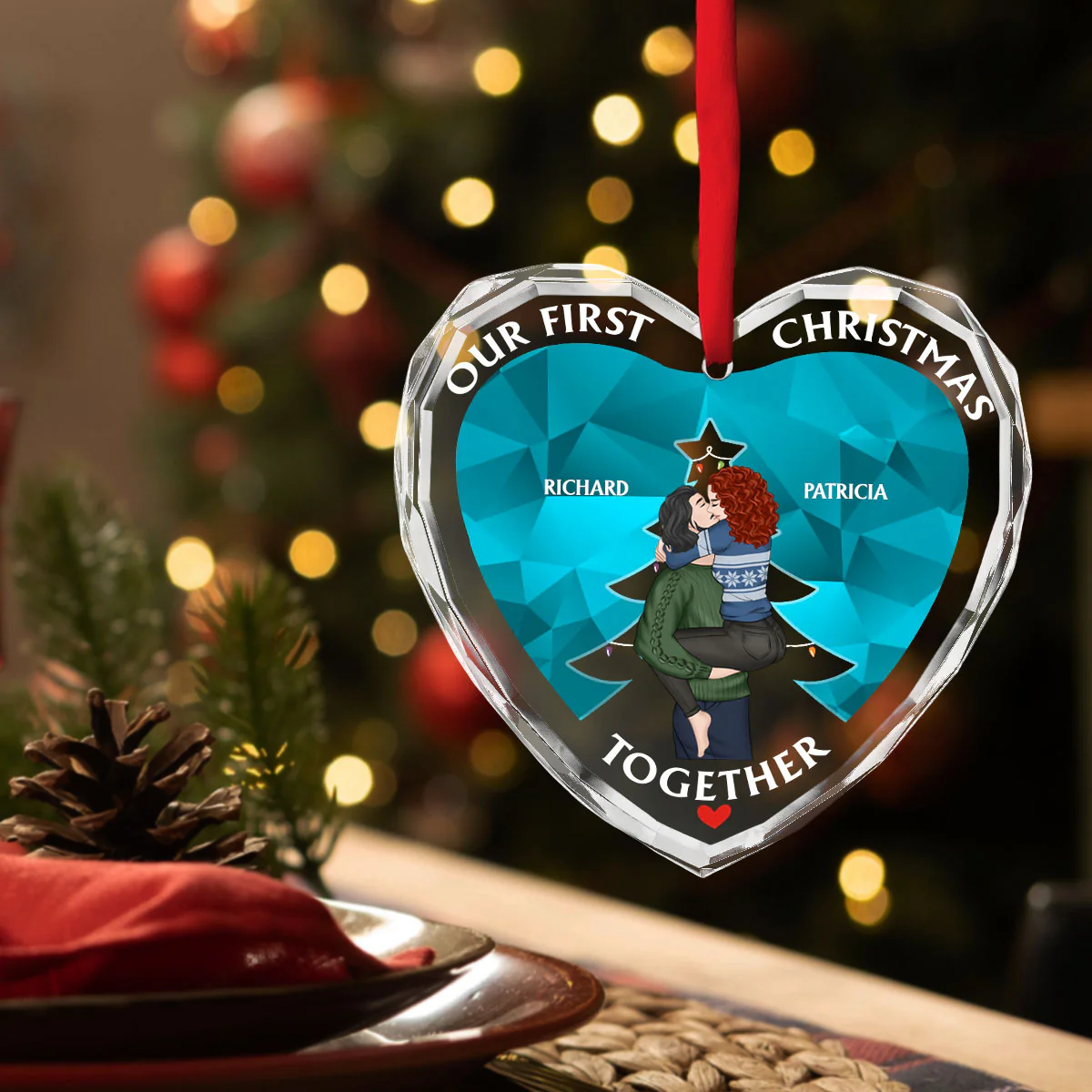 First Love - Personalized Custom Glass Ornament - Image 3