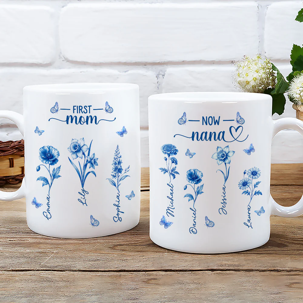 First Mom Now Grandma 2 - Personalized Custom Coffee Mug - Image 3