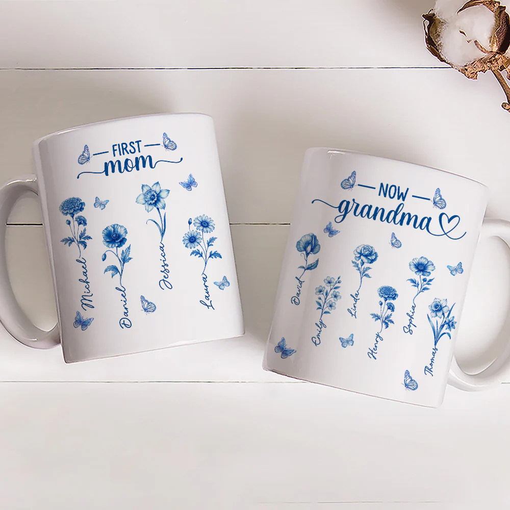 First Mom Now Grandma 2 - Personalized Custom Coffee Mug - Image 4