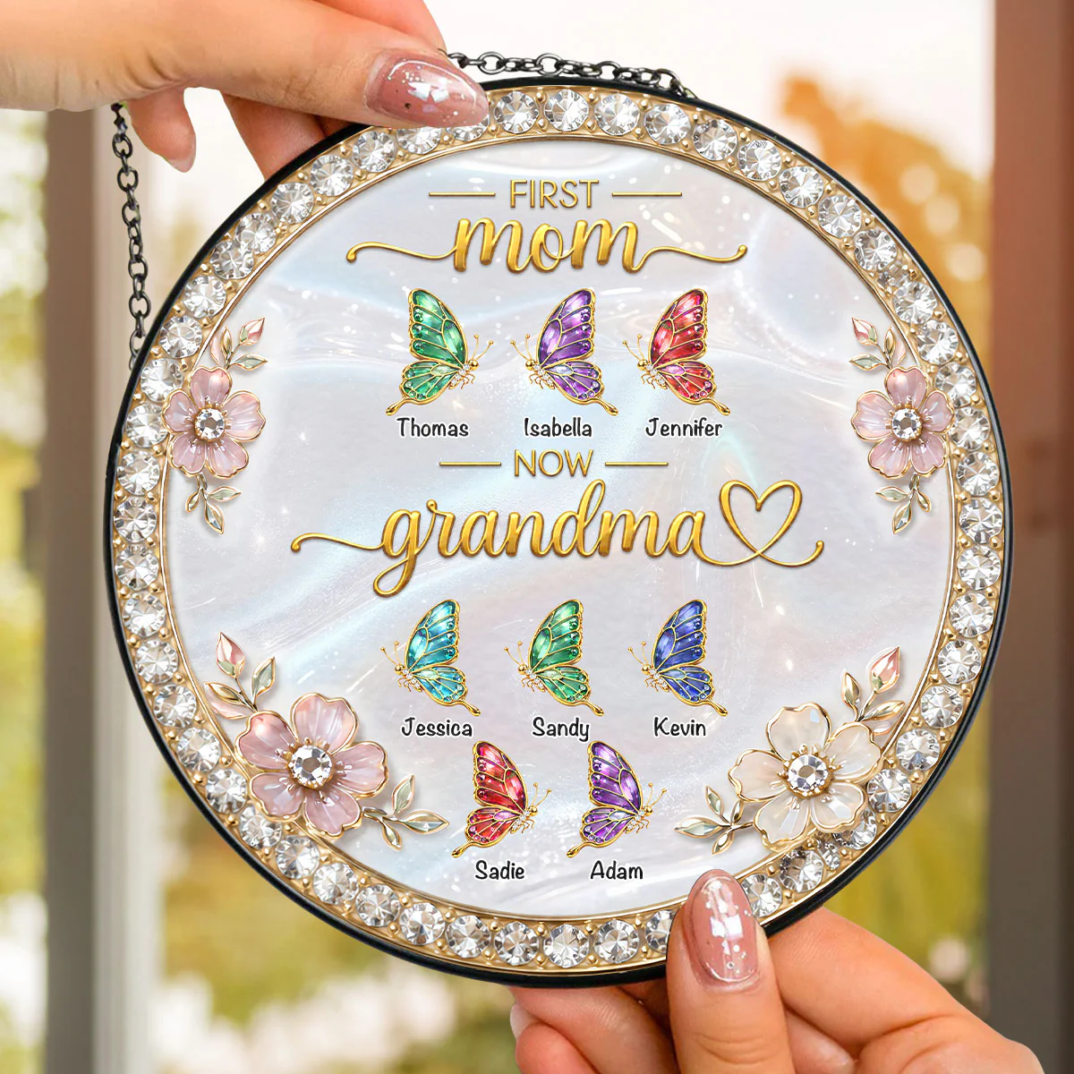 First Mom Now Grandma 2 - Personalized Custom Window Hanging Suncatcher - Image 4