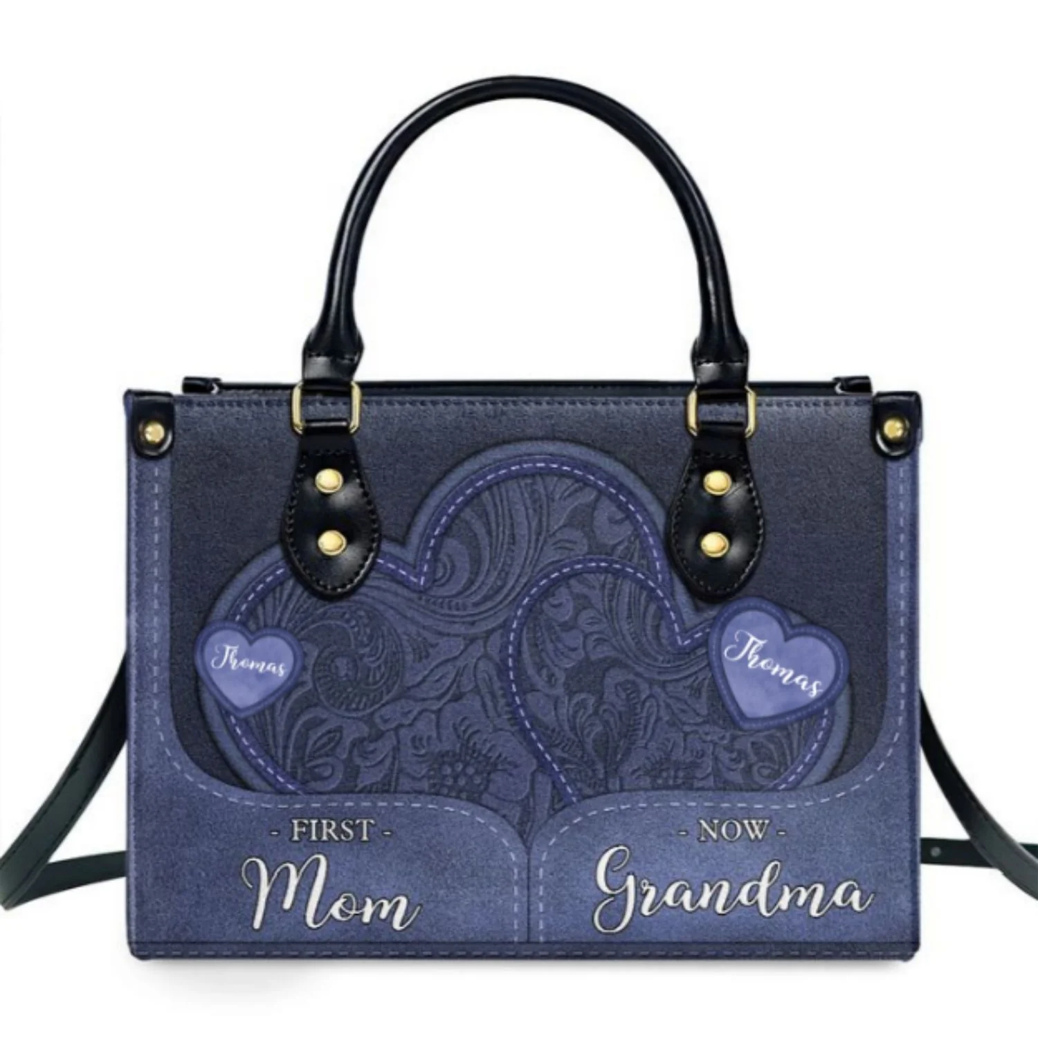 First Mom Now Grandma All Heart - Personalized Custom Leather Bag - Image 10