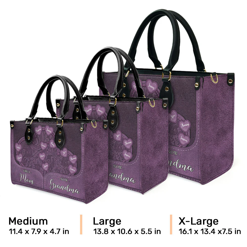 First Mom Now Grandma All Heart - Personalized Custom Leather Bag - Image 8