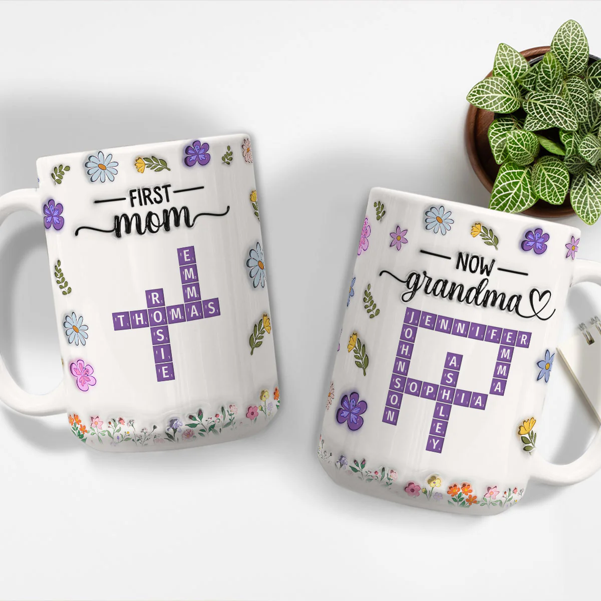First Mom Now Grandma Crossword - Personalized Custom 3D Inflated Effect Mug - Image 5