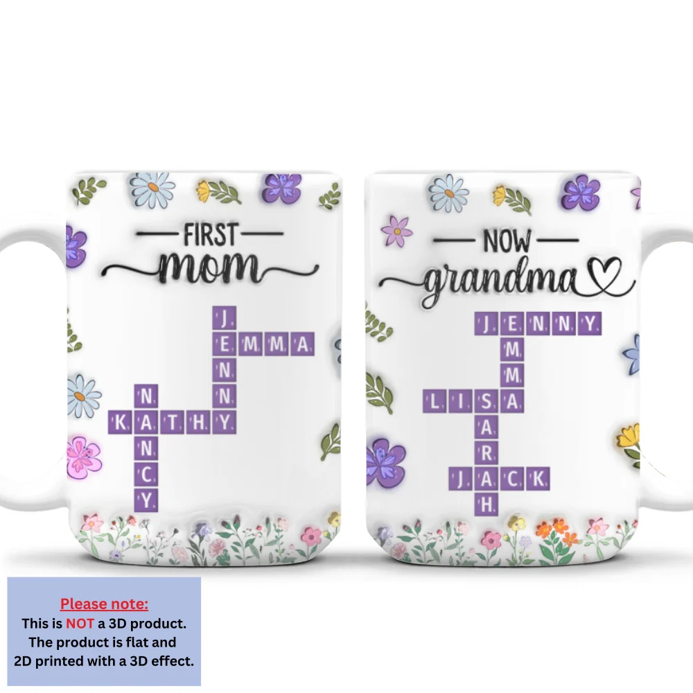 First Mom Now Grandma Crossword - Personalized Custom 3D Inflated Effect Mug - Image 7