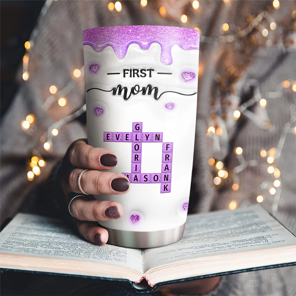 First Mom Now Grandma Crossword - Personalized Custom 3D Inflated Effect Tumbler - Image 4
