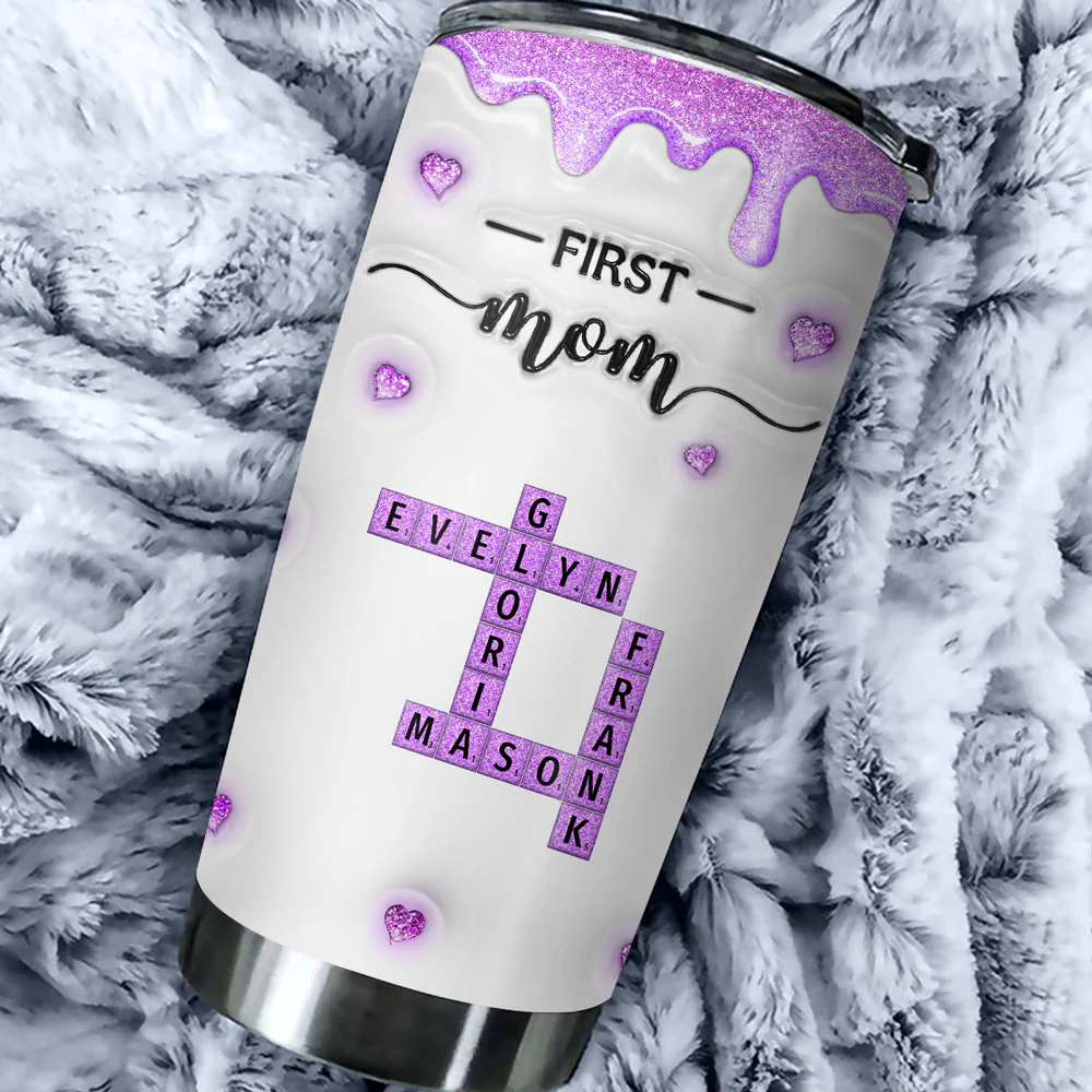 First Mom Now Grandma Crossword - Personalized Custom 3D Inflated Effect Tumbler - Image 7