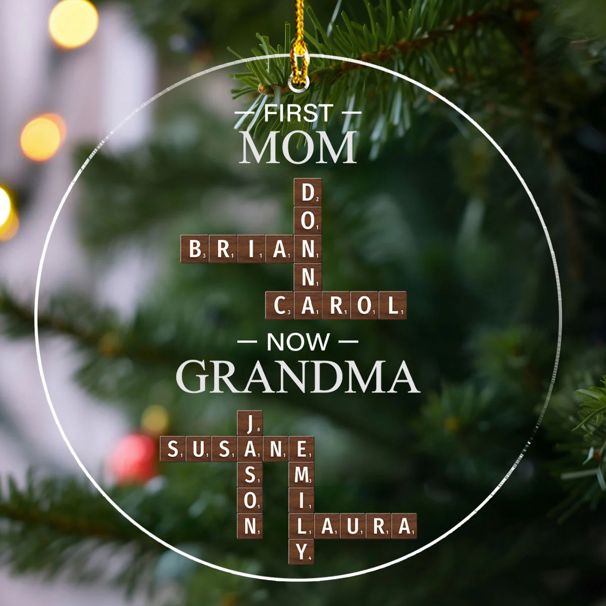 First Mom Now Grandma Crossword - Personalized Custom Acrylic Ornament - Image 2