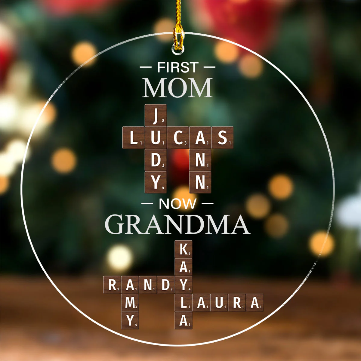 First Mom Now Grandma Crossword - Personalized Custom Acrylic Ornament - Image 3