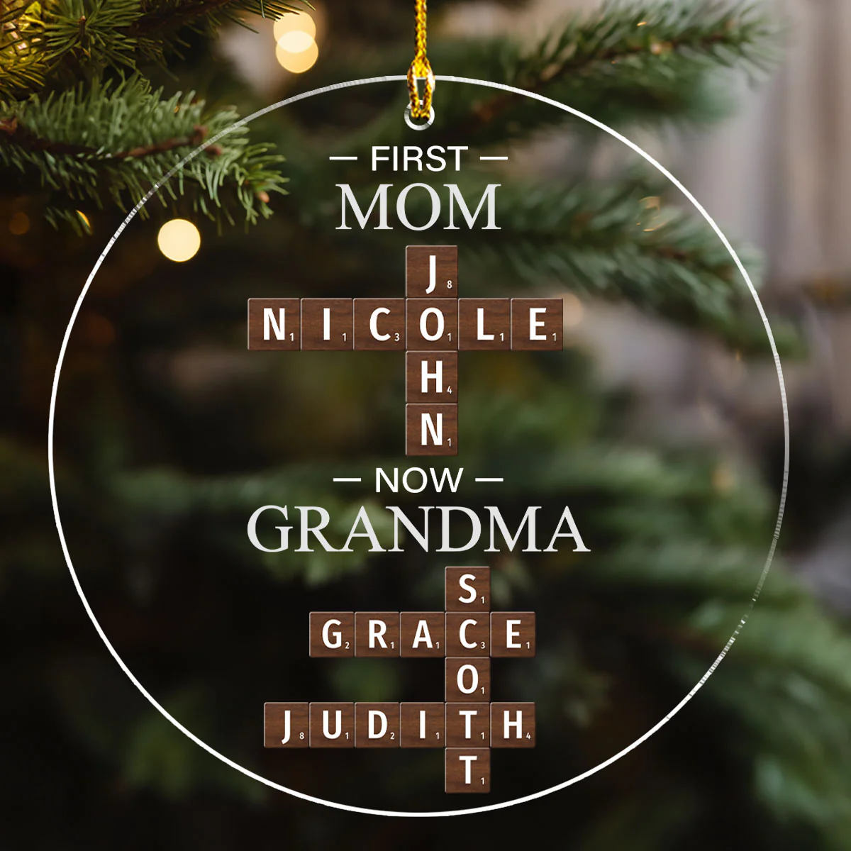 First Mom Now Grandma Crossword - Personalized Custom Acrylic Ornament - Image 4
