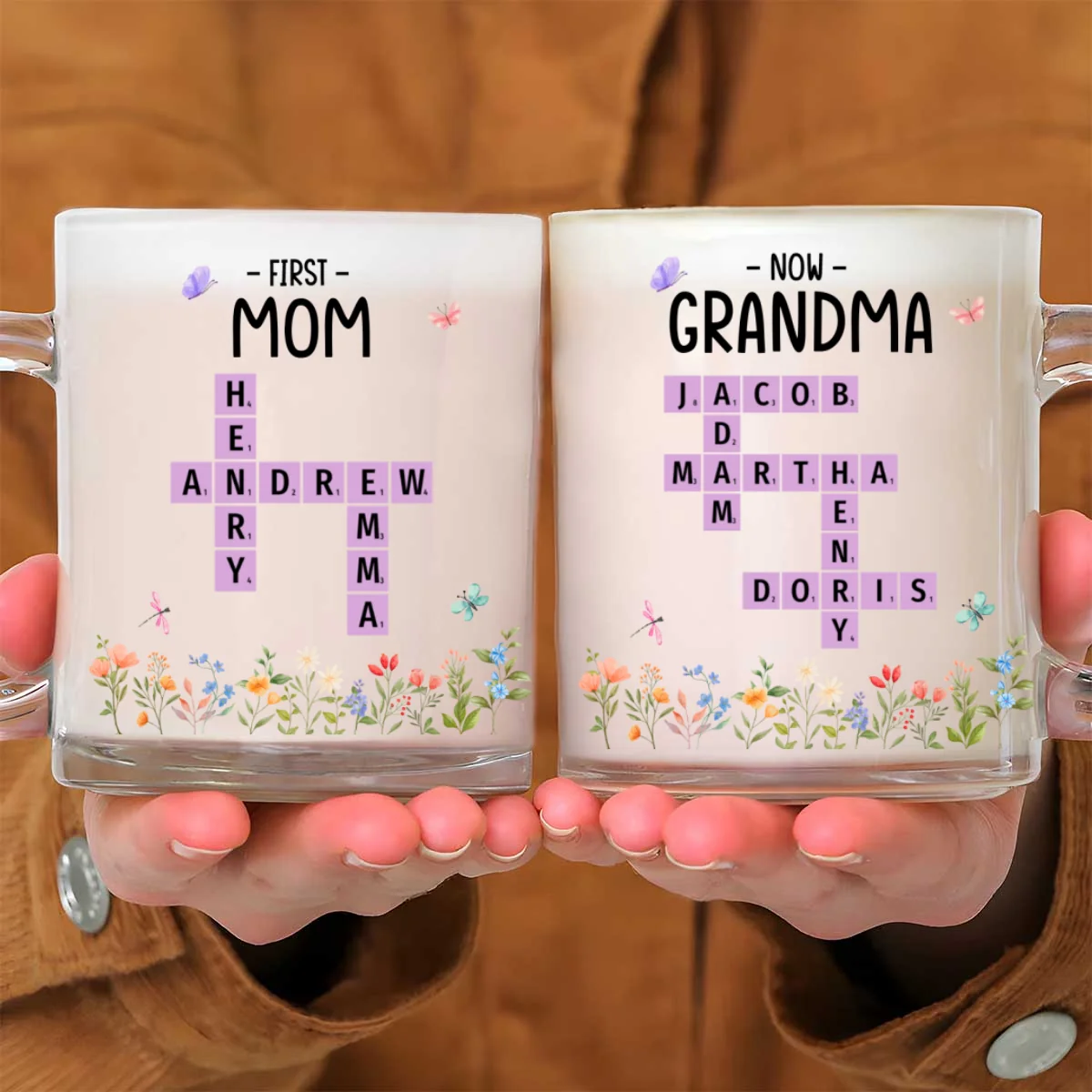 First Mom Now Grandma Crossword - Personalized Custom Glass Mug - Image 7