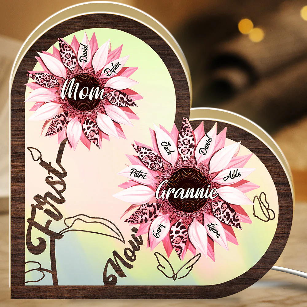 First Mom Now Grandma Flower - Personalized Custom Light Box - Image 2