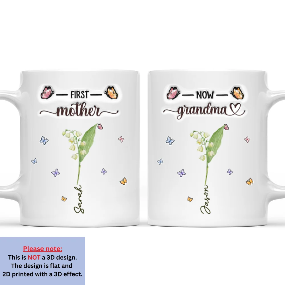 First Mom Now Grandma Flower Version - Personalized Custom 3D Inflated Effect Mug - Image 7