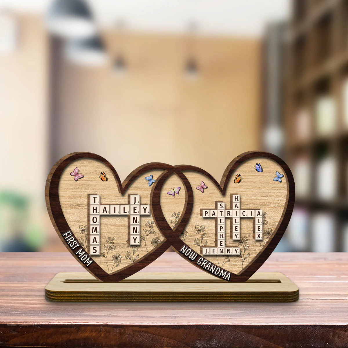 First Mom Now Grandma - Personalized Custom 2-Layer Wood Plaque With Flat Base - Image 3