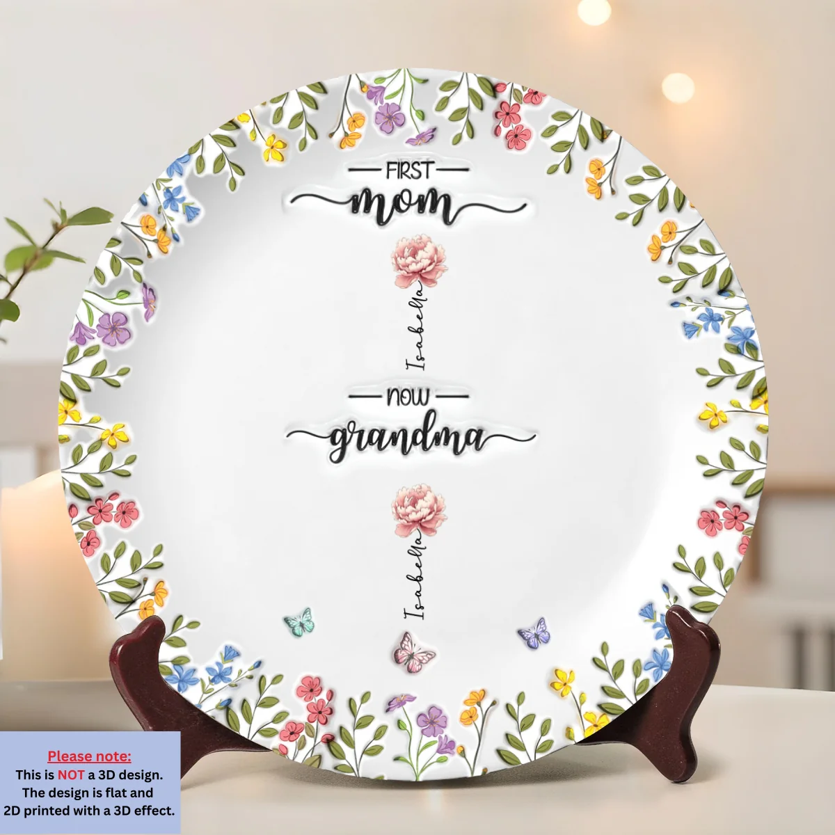 First Mom Now Grandma - Personalized Custom 3D Inflated Effect Plate - Image 6
