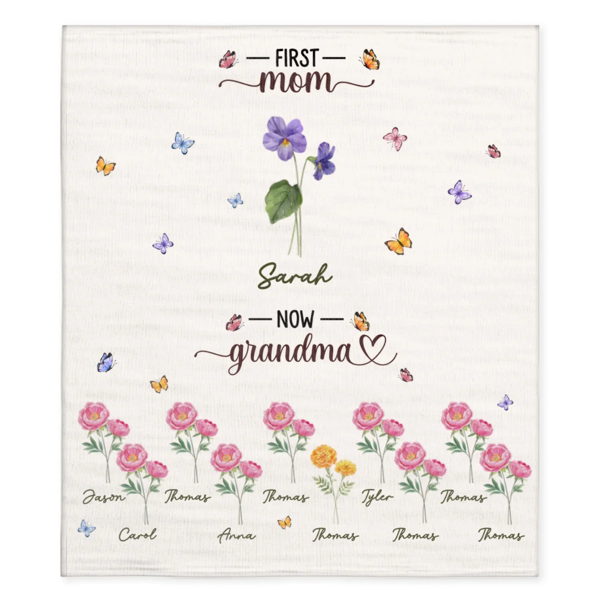 First Mom Now Grandma - Personalized Custom Fleece Blanket - Image 6