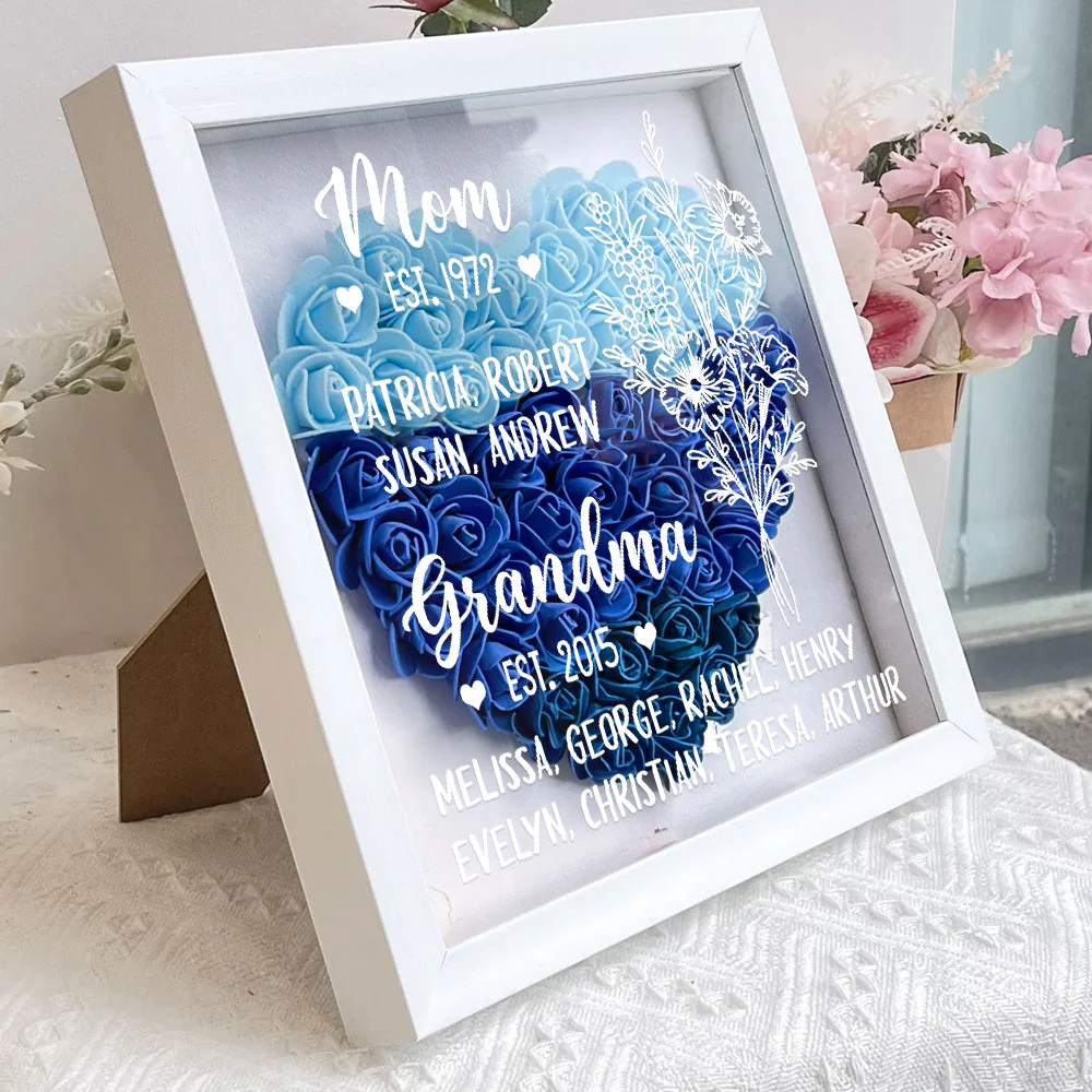 First Mom Now Grandma - Personalized Custom Flower Shadow Box - Image 2