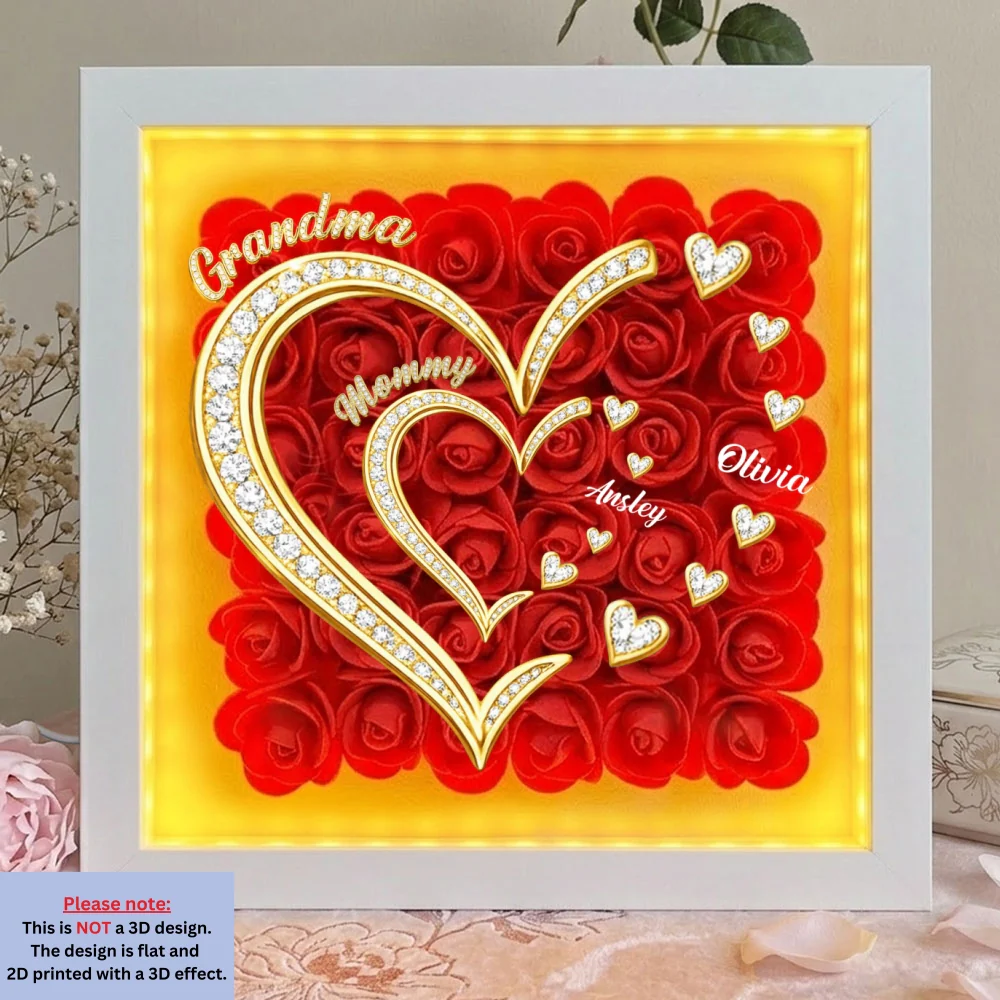 First Mom Now Grandma - Personalized Custom Flower Shadow Box With LED Light - Image 10