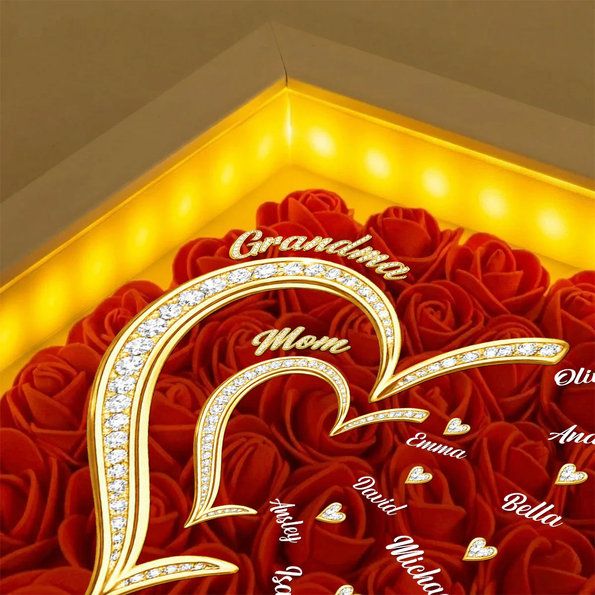 First Mom Now Grandma - Personalized Custom Flower Shadow Box With LED Light - Image 2