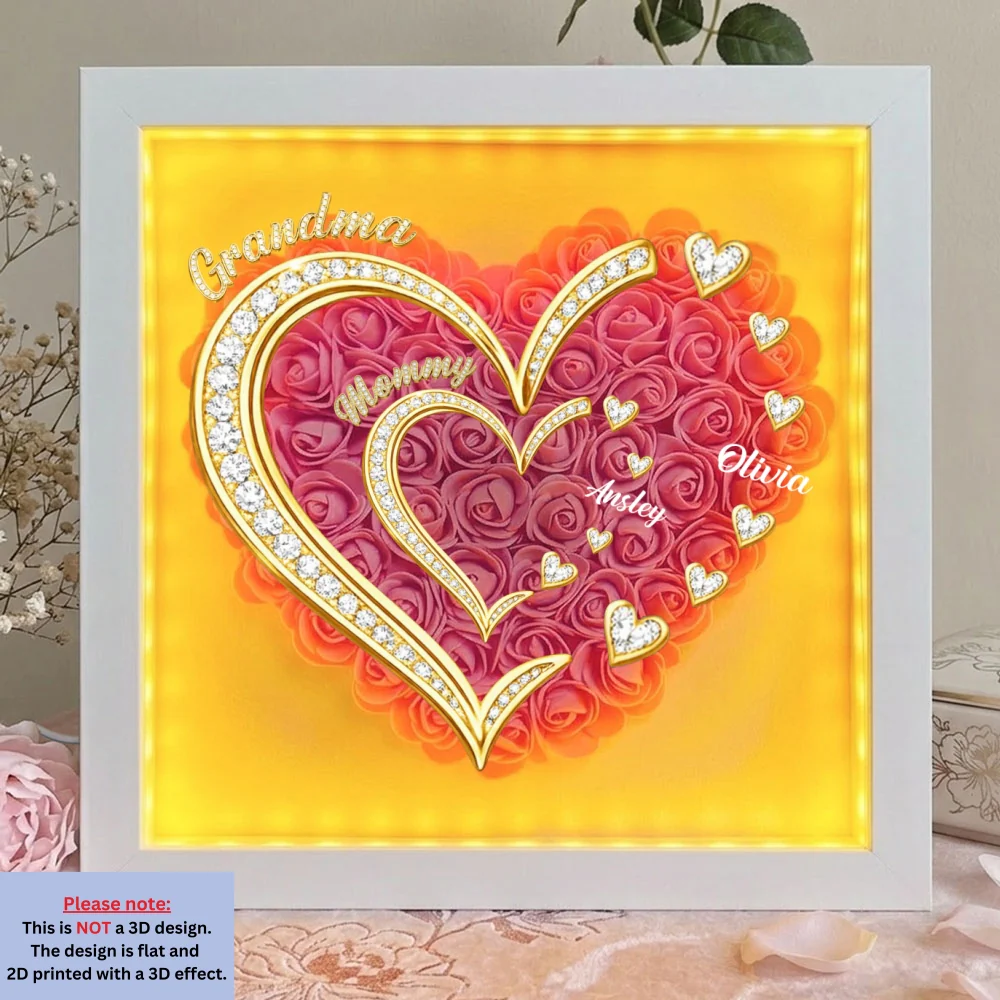 First Mom Now Grandma - Personalized Custom Flower Shadow Box With LED Light - Image 8