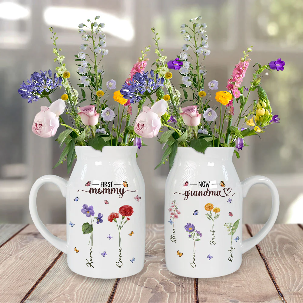 First Mom Now Grandma - Personalized Custom Flower Vase - Image 3