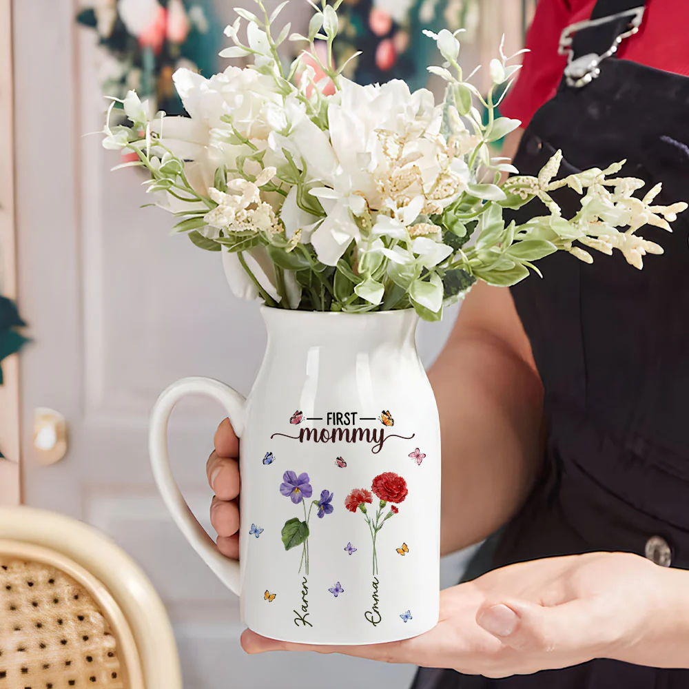 First Mom Now Grandma - Personalized Custom Flower Vase - Image 4
