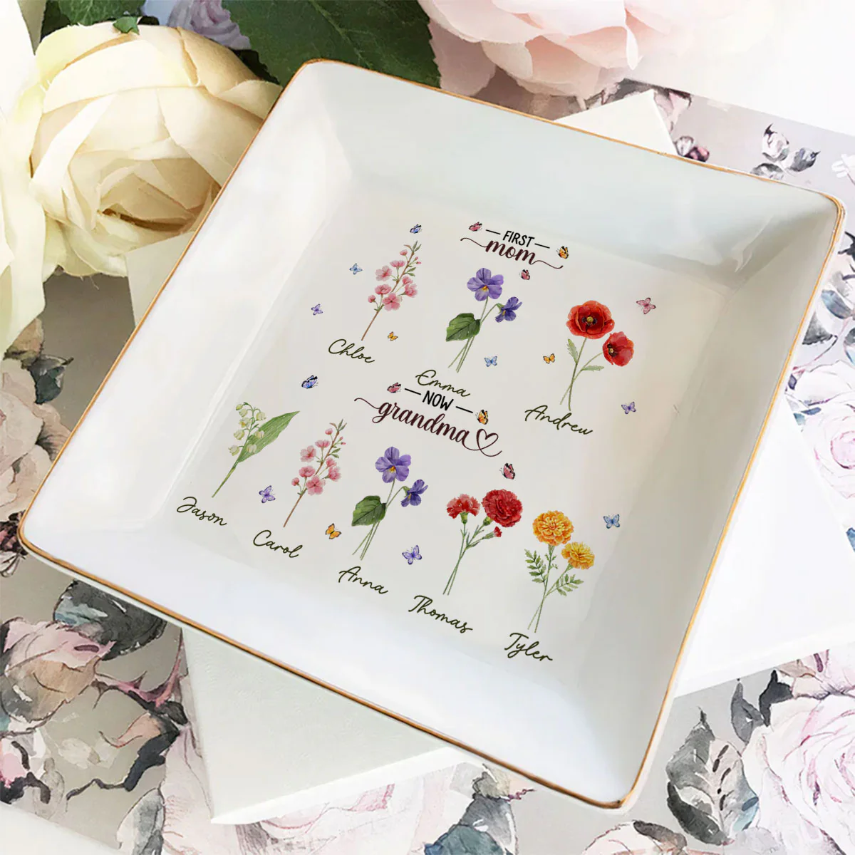 First Mom Now Grandma - Personalized Custom Jewelry Dish - Image 3