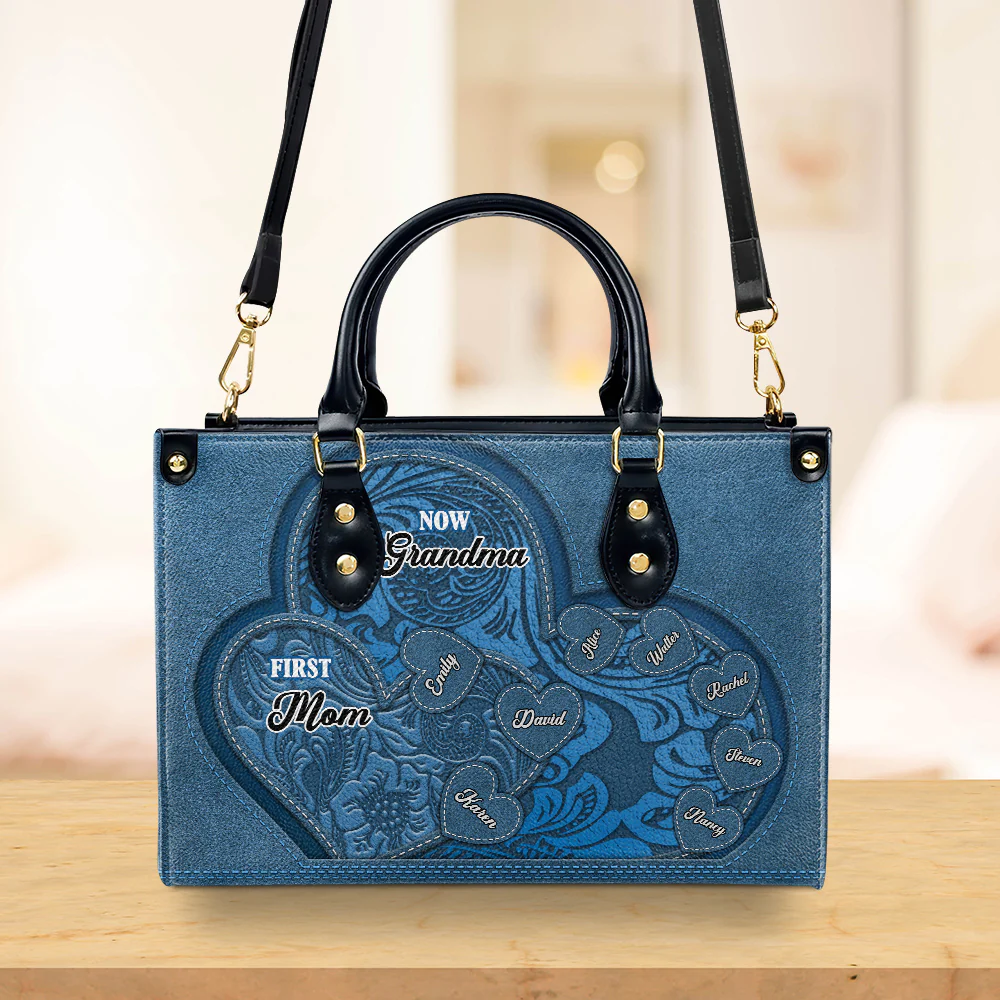 First Mom Now Grandma - Personalized Custom Leather Bag - Image 2